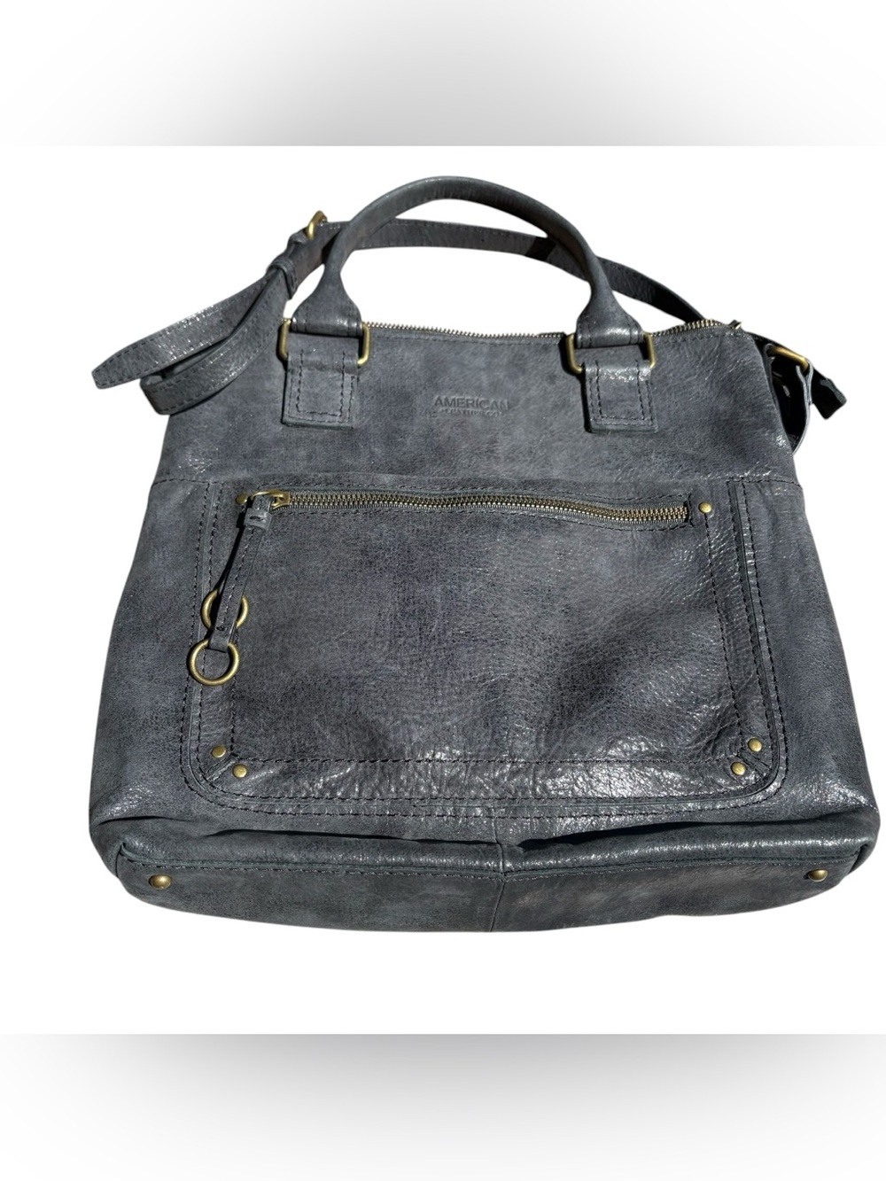 American Leather Co. women's Jamestown Satchel in Ash Grey distressed